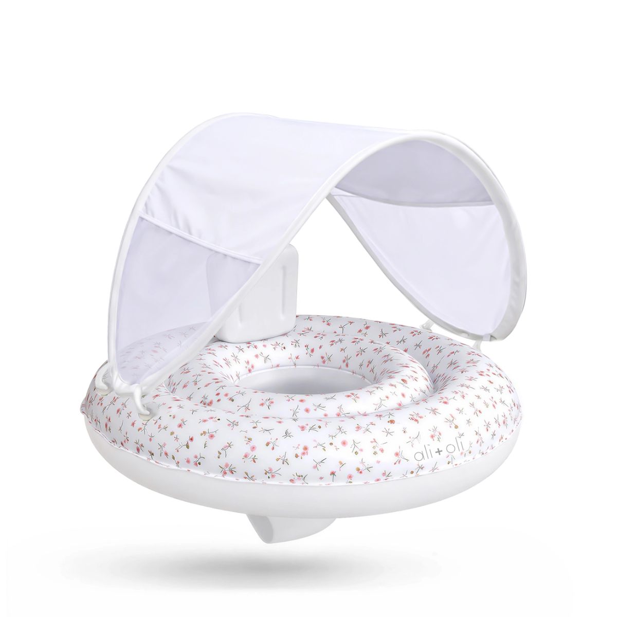 Ali+Oli Baby Swim Seat with Sun Canopy - Bloom - Safe and Supportive First Water Experience