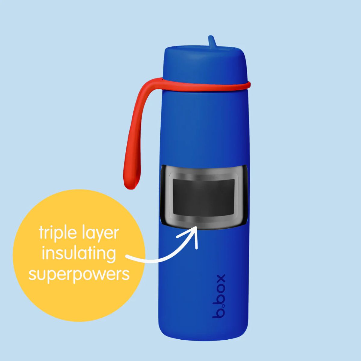 B.Box Insulated Water Bottle With Straw 23 oz - Superman - Triple Layer Insulation Performance