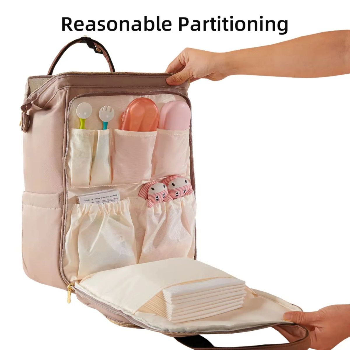 Sunveno Open Wide Diaper Backpack - Brown - Quick and Easy Access