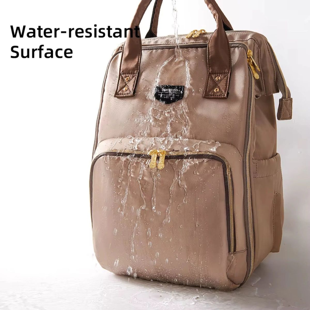 Sunveno Open Wide Diaper Backpack - Brown - Durable and Practical Design